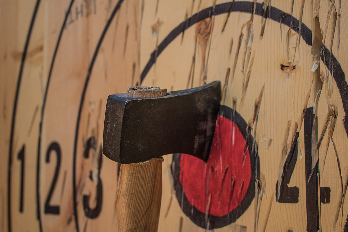 Axe throwing at the winchester mystery house