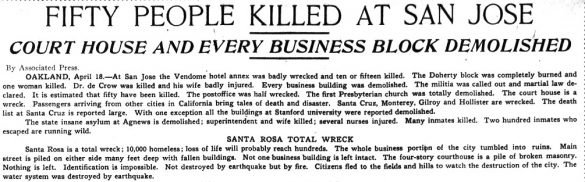 Newspaper Clipping - San Jose Earthquake