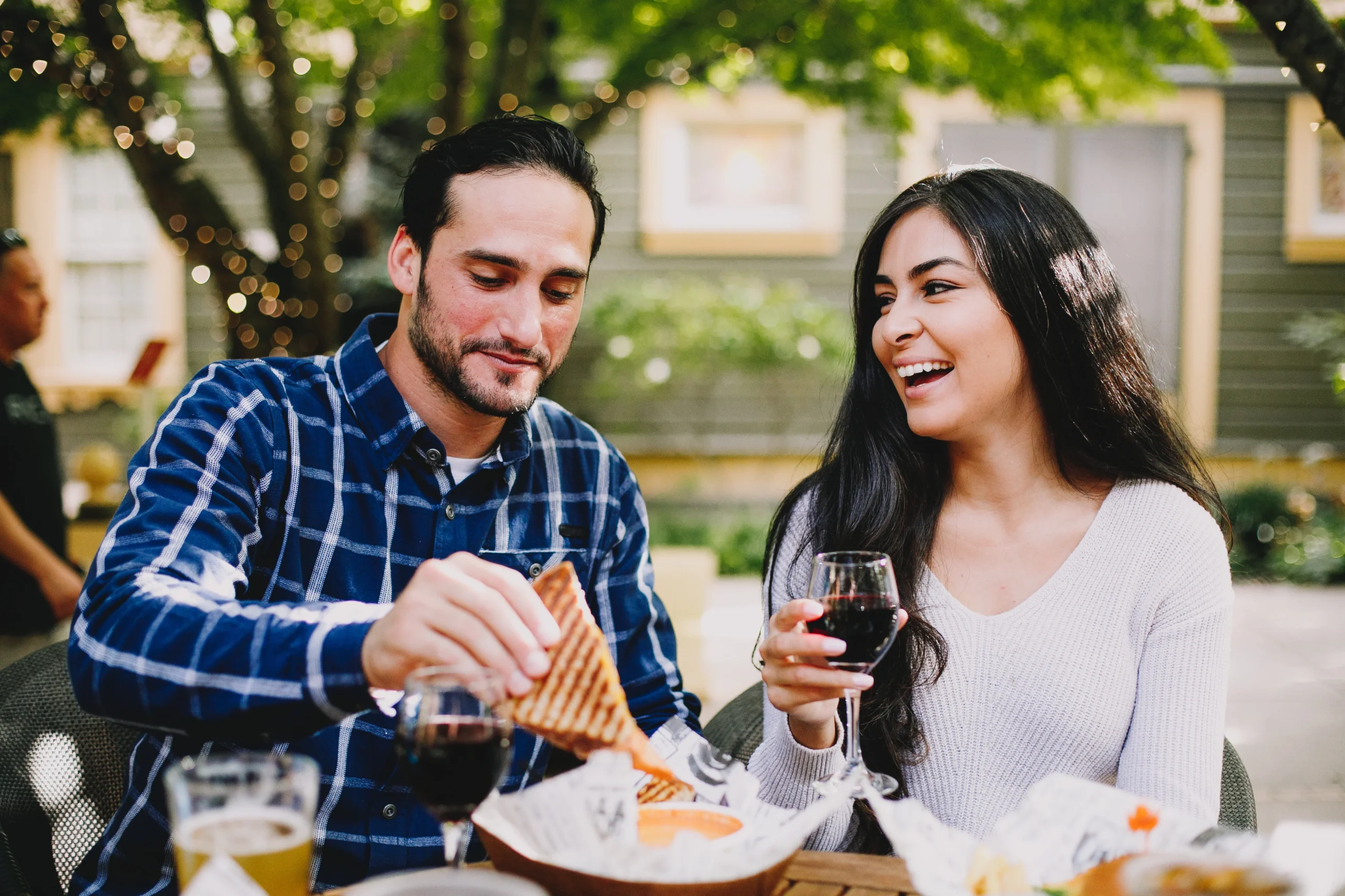 people eating and drinking